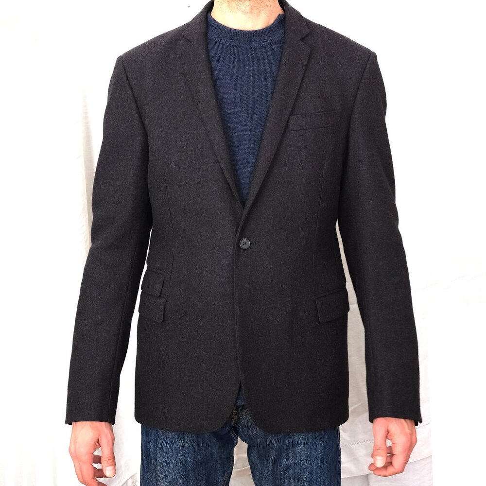 Blazer Suit Jacket, Wool, Les Hommes, Grey - Size M